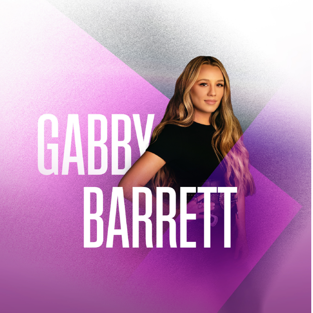 Gabby Barrett looking at the camera text reads Gabby Barrett