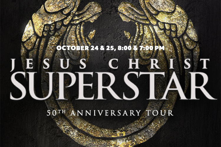 Jesus Christ Superstar 50th Anniversary Tour, October 24 & 25, 8 and 7pm. Golden angel wings behind