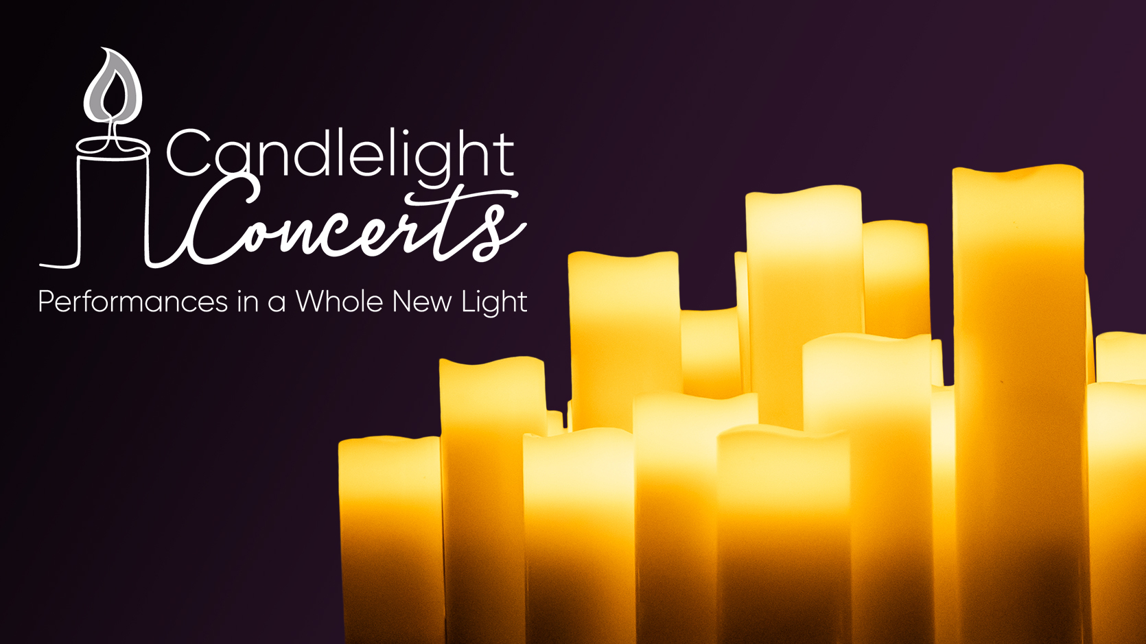 Candlelight Concerts candles on purple background