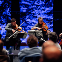 Elias String Quartet members in performance