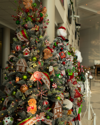 Close-up of a tree covered in gingerbread men