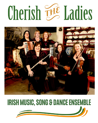 A group of women holding instruments sitting in a living room with plates on display